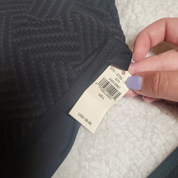 Aerie Black Swim Bikini FULL Set Scoop Top Solid Color Women's Large NEW - Picture 5 of 11